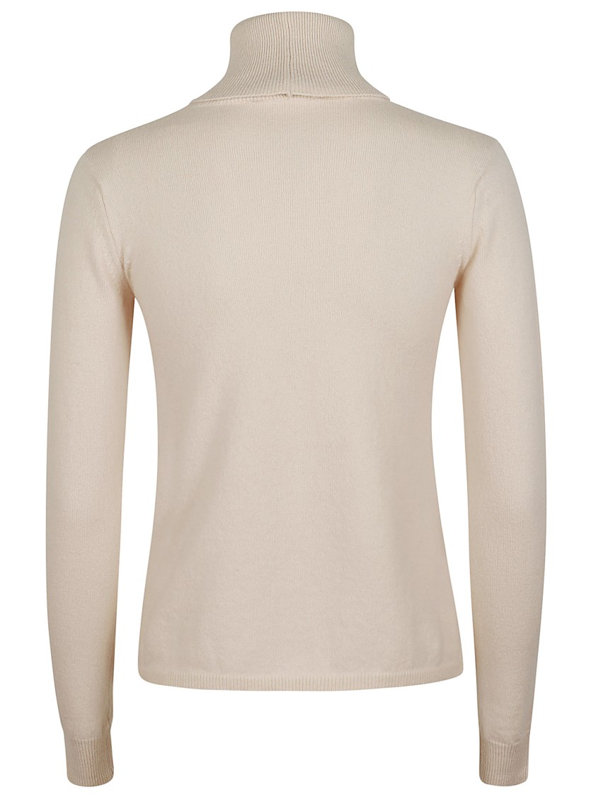 Max Mara High Neck Wool Sweater With Long Sleeves In Neutral