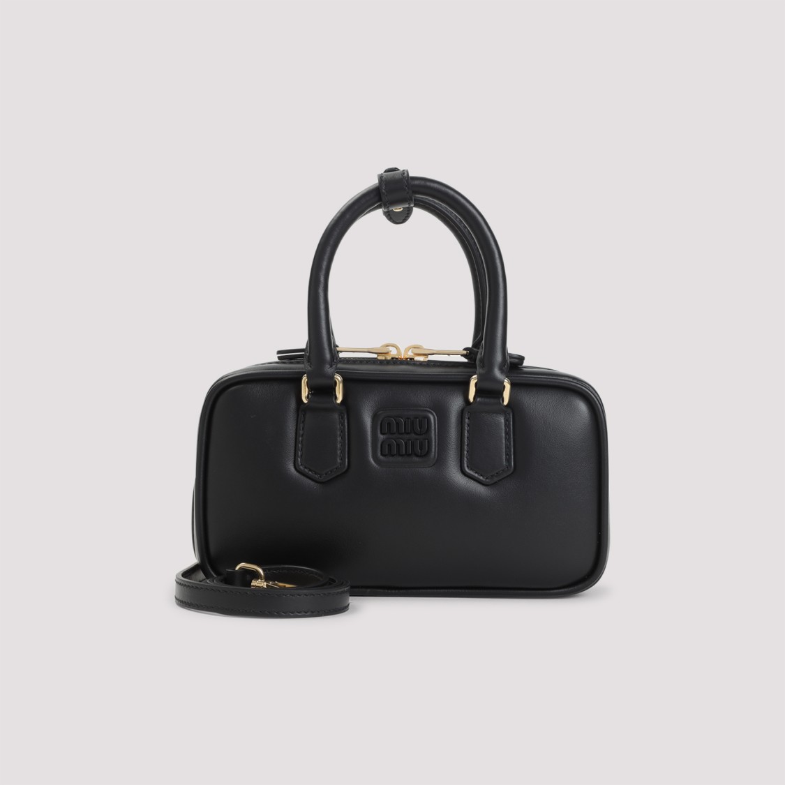 Miu Miu Arcadie Mini Black Calf Leather Shoulder Bag In Black