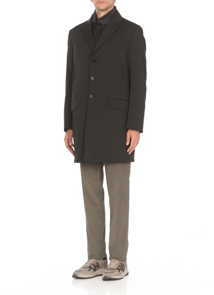 Fay Double-breasted Stand-up Collar Padded Coat In Black