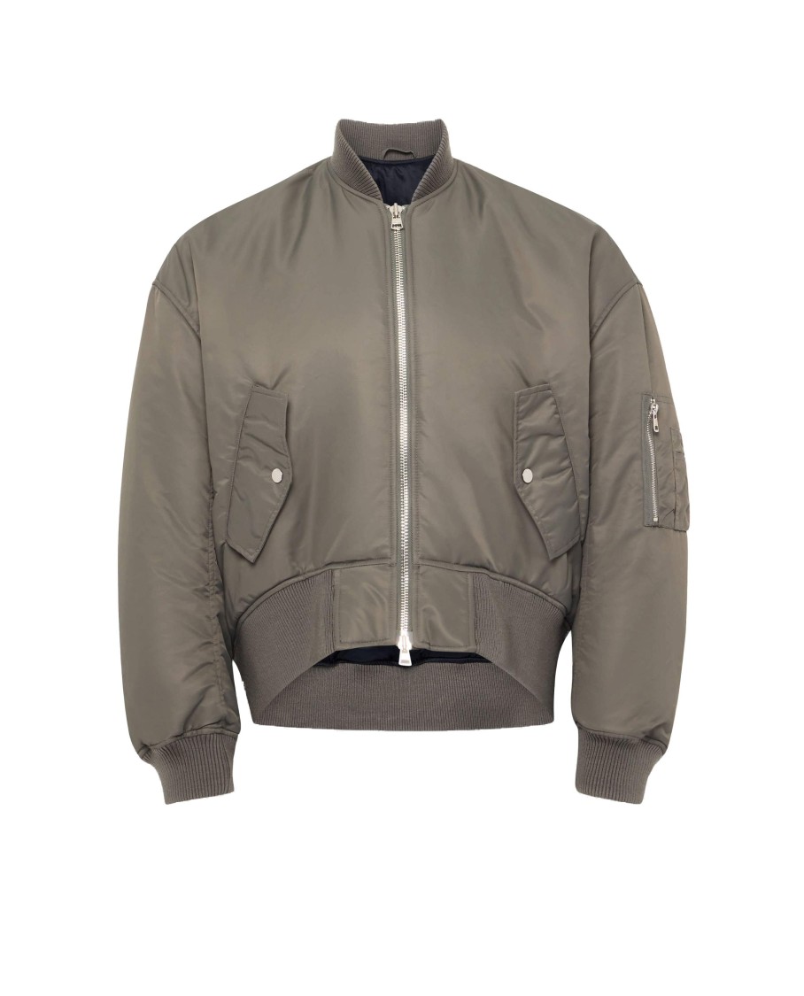 Jw Anderson J. W. Anderson Oversized Curved Hem Bomber Jacket In Gray