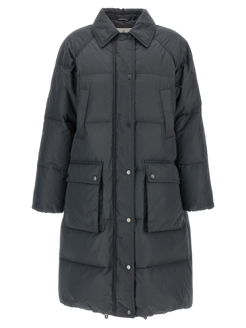 Brunello Cucinelli Quilted-design Hooded Down Coat In Black