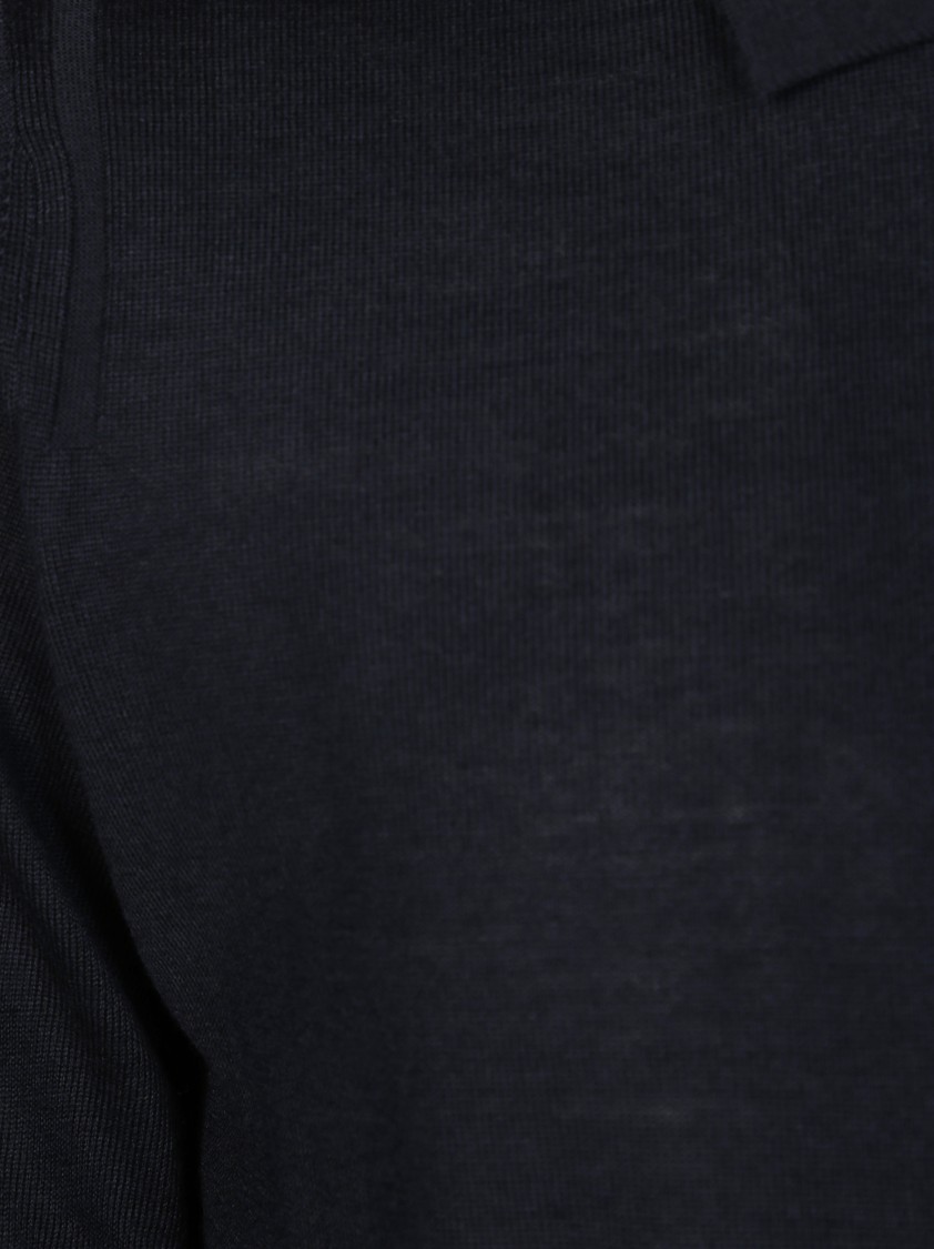 Paolo Pecora Classic Long-sleeved Polo With Four-button Placket In Blue