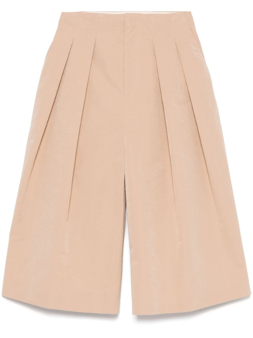 Shop Philosophy Di Lorenzo Serafini Wide-leg Beige Trousers With Elegant Pleats In Neutrals