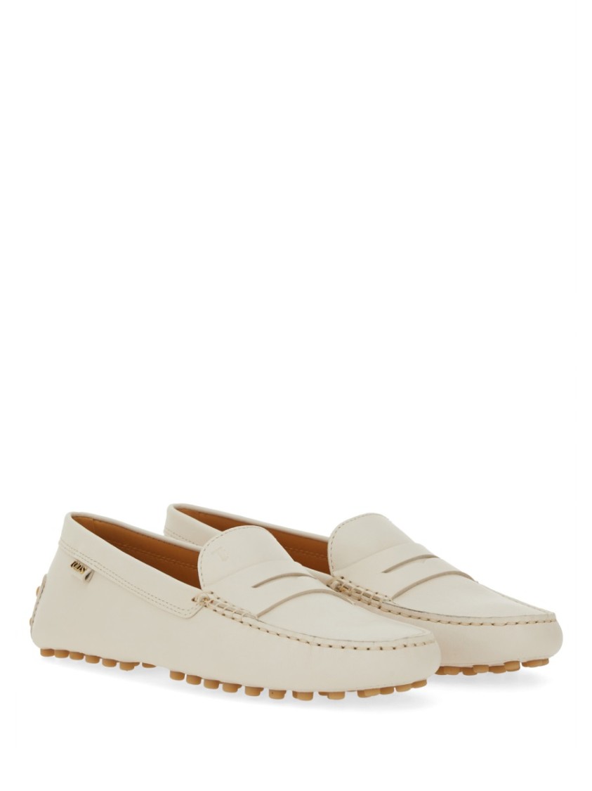 Tod's Leather Moccasin Rubber In Grey