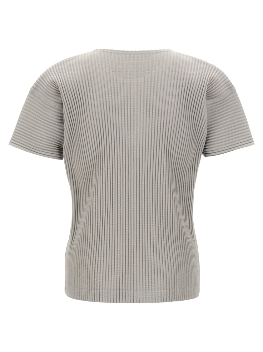 Issey Miyake Textured Pleated T-shirt With Crew Neck In Gray