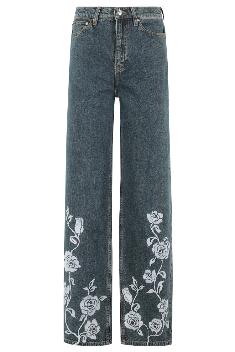 Shop Rotate Birger Christensen Rotate Straight Legged Jeans In Blue
