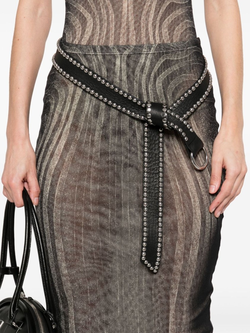 Jean Paul Gaultier Mesh Spiral Printed Long Skirt