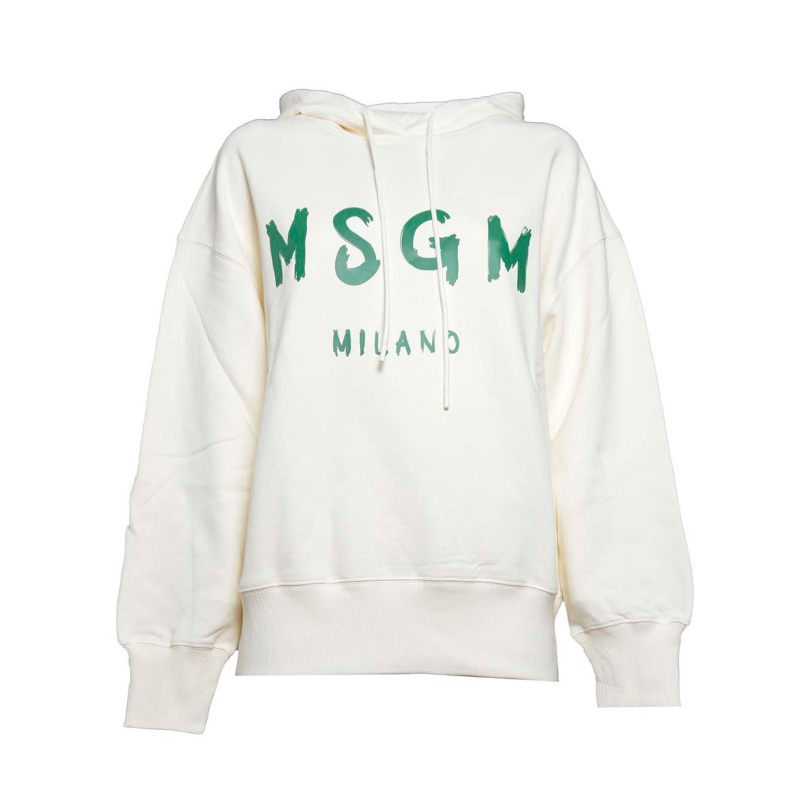 Msgm Logo Printed Drawstring Hoodie In Neutrals