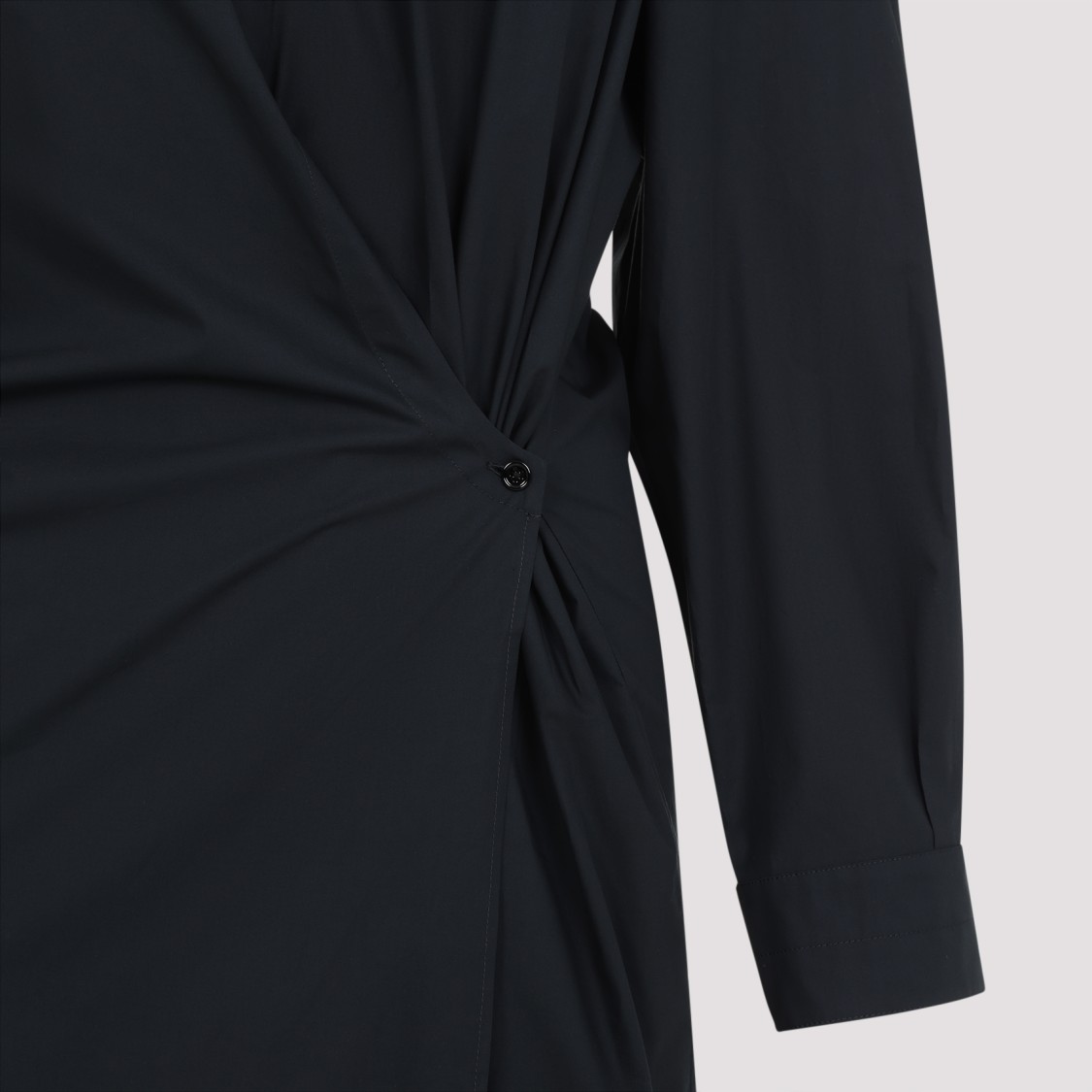 Lemaire Black Straight Collar Twisted Midi Dress In Black