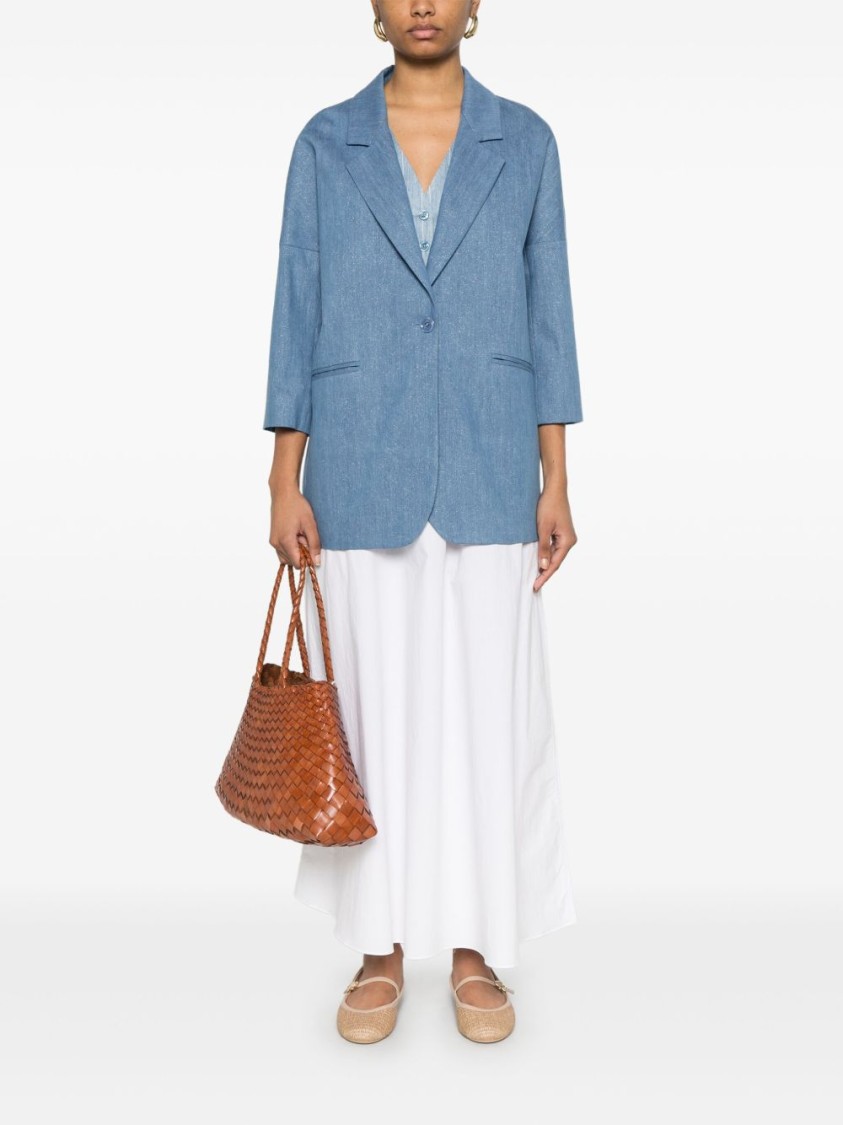 Tagliatore Single Button Blue Coat With Relaxed Silhouette In Blue