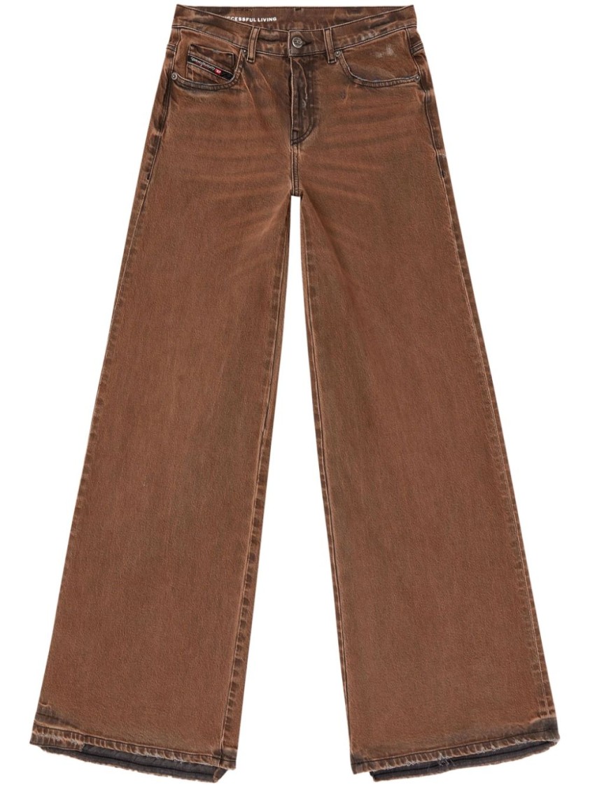 Diesel 1978 D-akemi Wide-legged Jeans In Brown