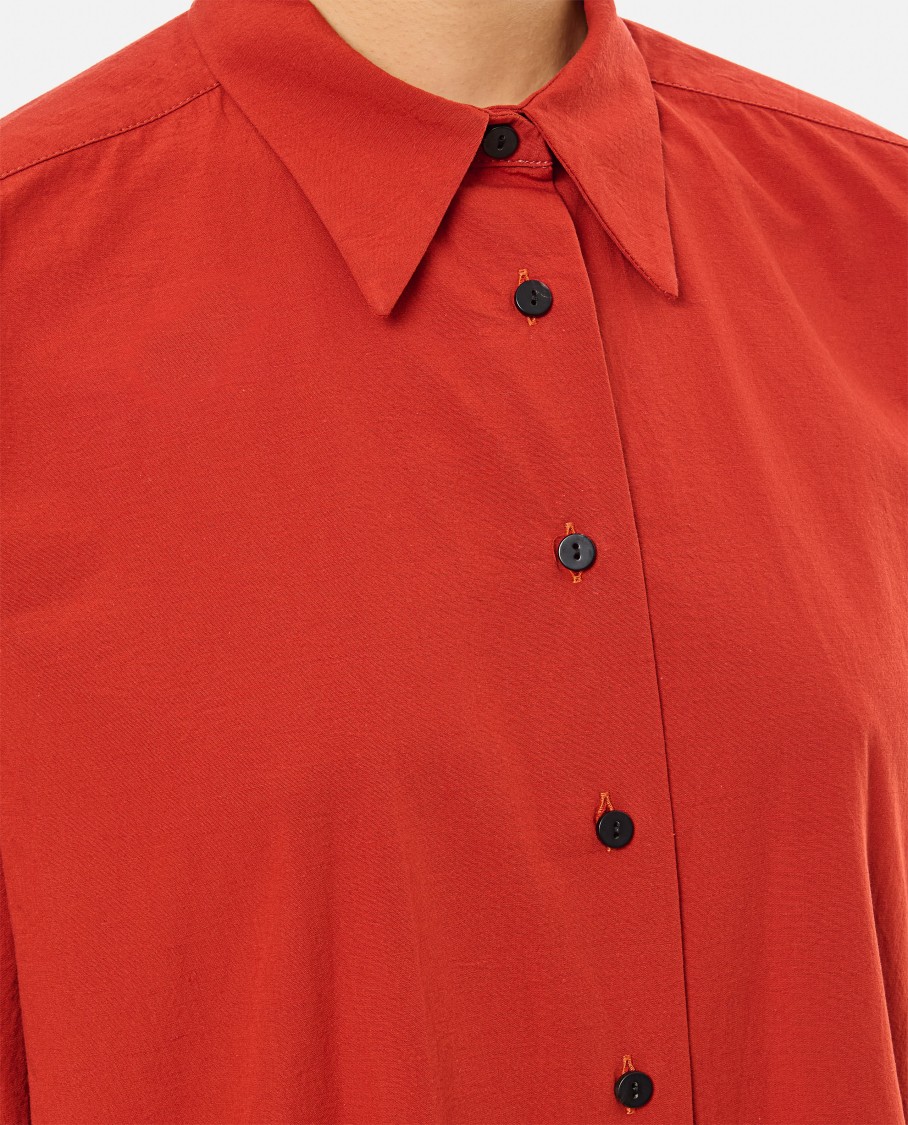 Dušan Dusan Red Shirt With Pointed Collar And Elegant Draping In Red