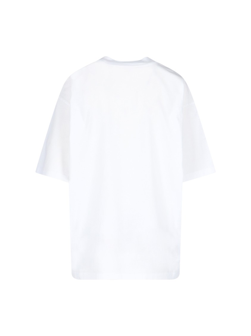 Marni White Crewneck T-shirt With Logo Lettering And Logo Print On The Front