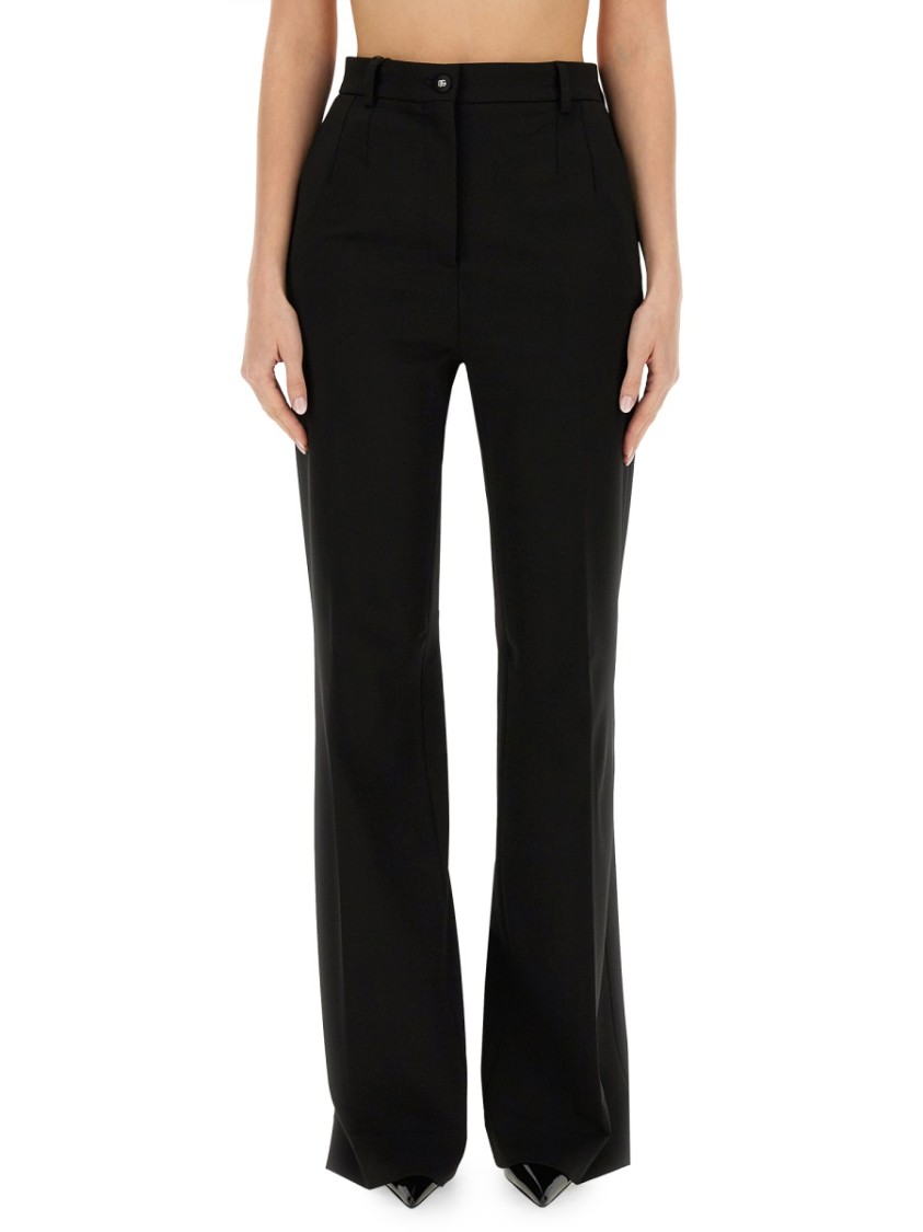 Dolce & Gabbana Flare Leg Trousers With Pockets And Belt Loops In Black