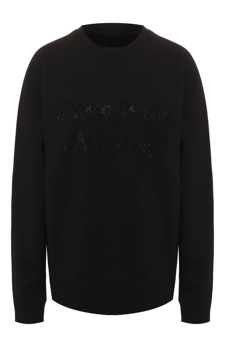 Marc Jacobs The  Rhinestone Logo Sweatshirt In Black