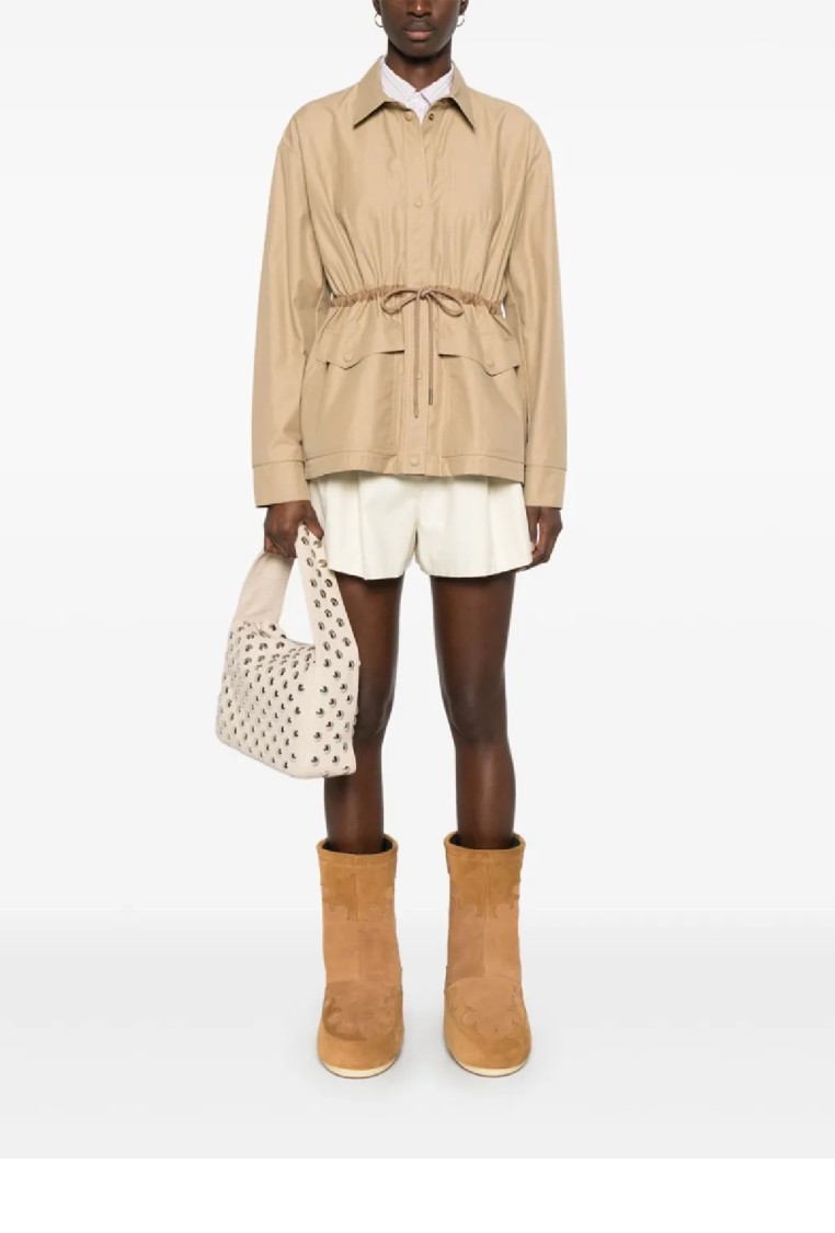 Moncler Relaxed Fit Bermuda Shorts With Elastic Waistband In Neutral