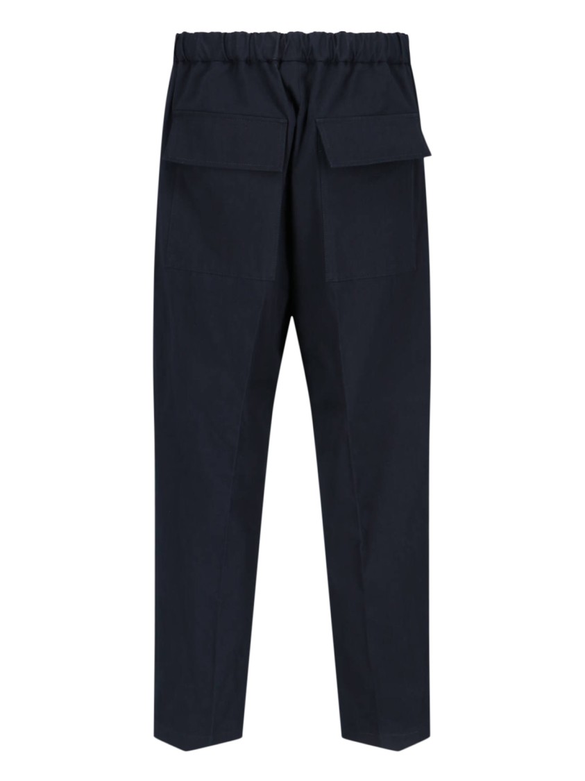 Jil Sander Cropped Tapered Blue Cotton Pants With Elastic Waistband In Blue