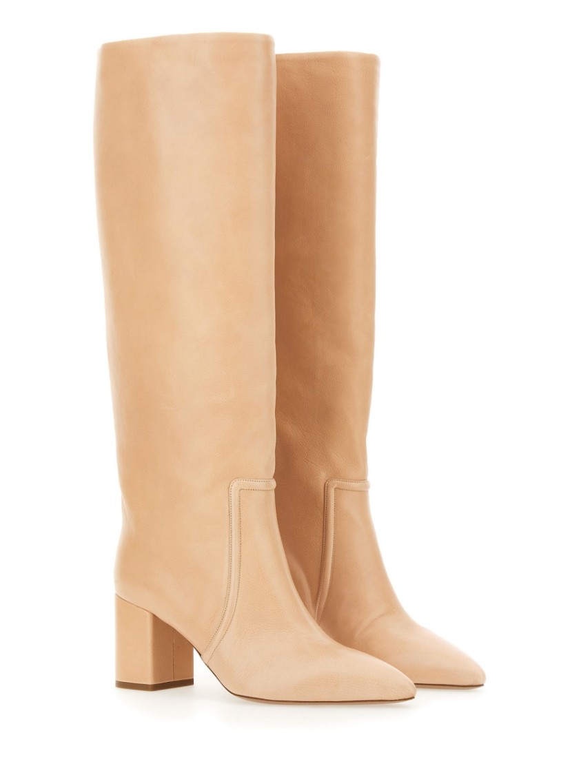 Paris Texas Knee-high Boots With Pointed Toe In Neutral
