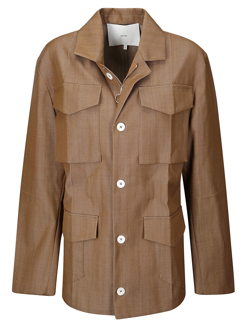 Setchu Safari Origami Jkt Gabardine In Brown
