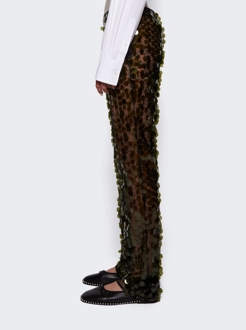 Coperni Sequins Flared Trouser Green In Green