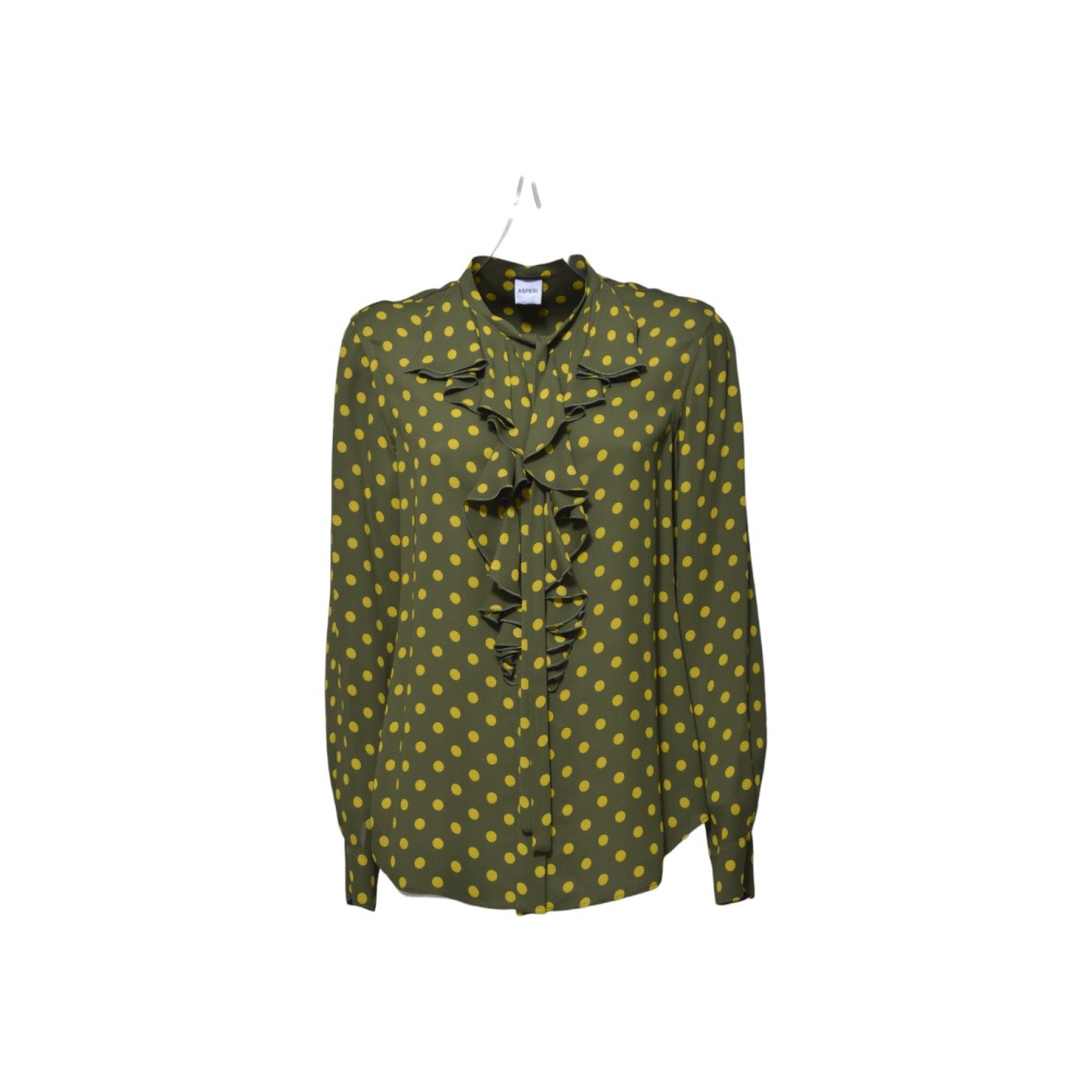 Aspesi Polka Dot Viscose Crepe Shirt In Green
