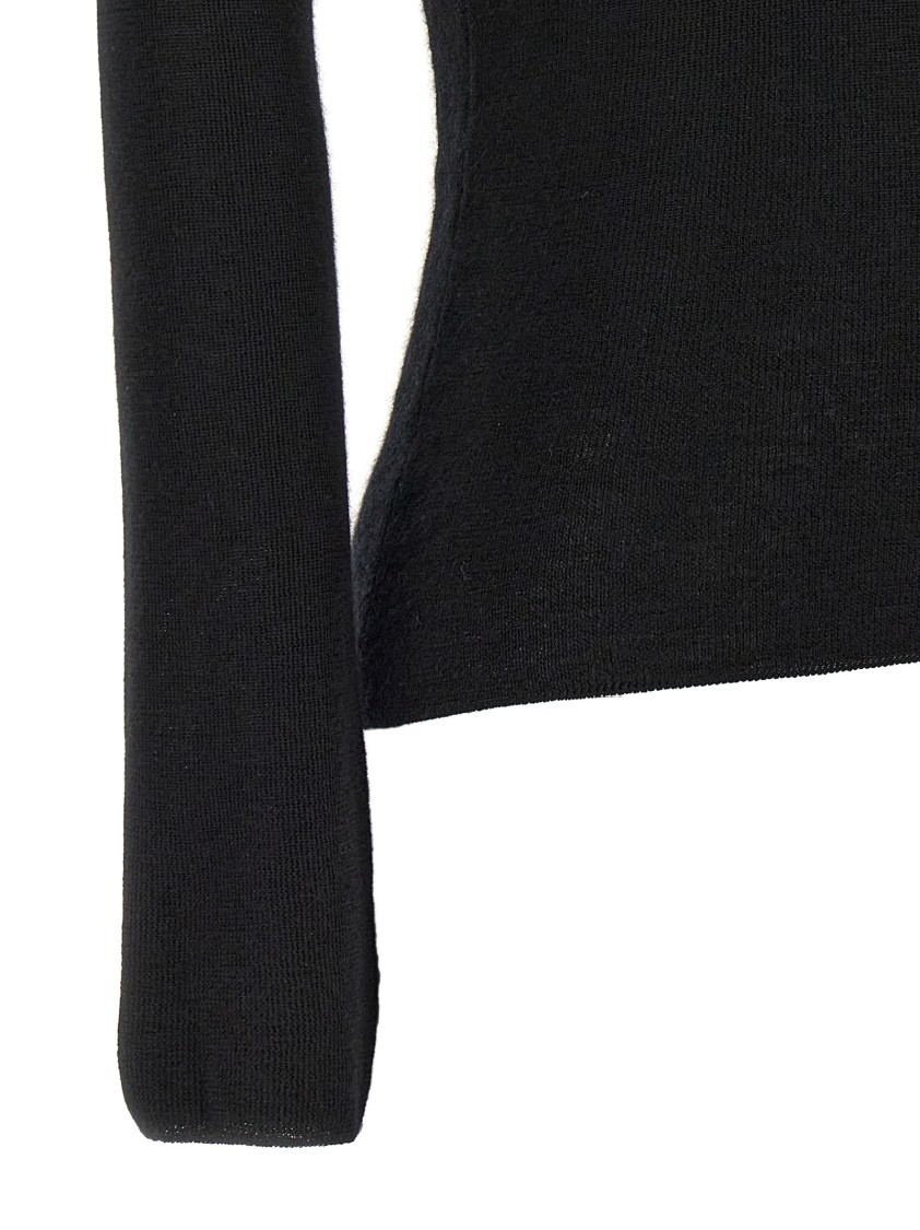 Tom Ford Turtleneck Long-sleeve Fine Cashmere-silk Top In Black