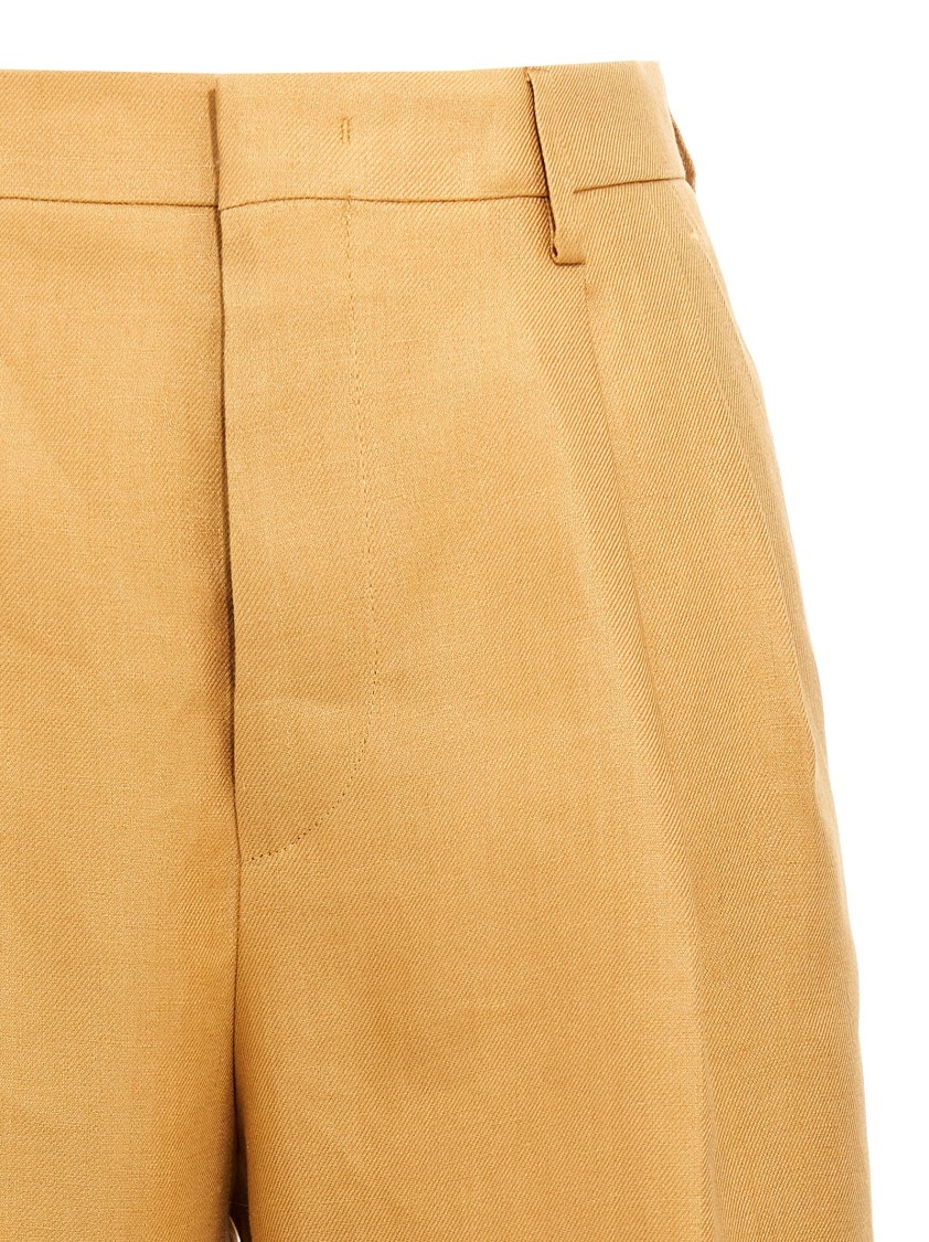 Tagliatore Front Pleated Bermuda Shorts With Belt Loops In Orange