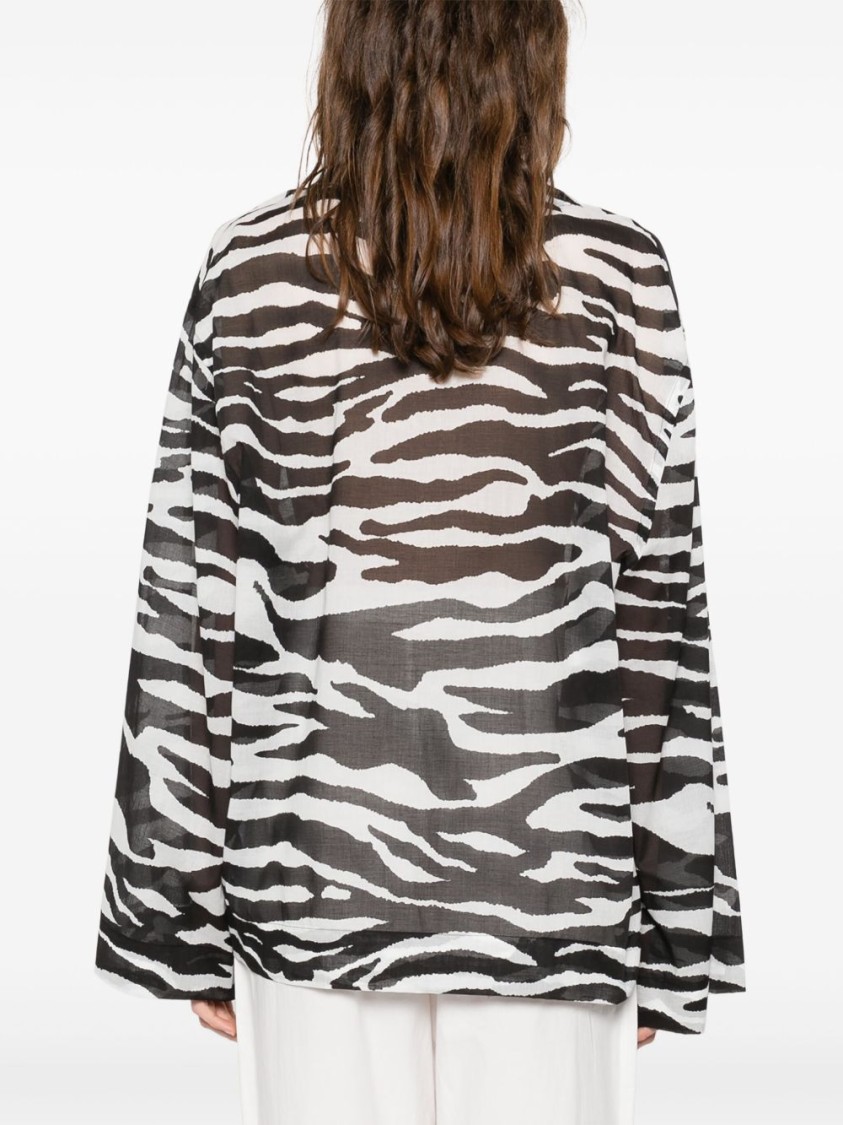 Shop Attico The Zebra Print Top With Deep V-neckline