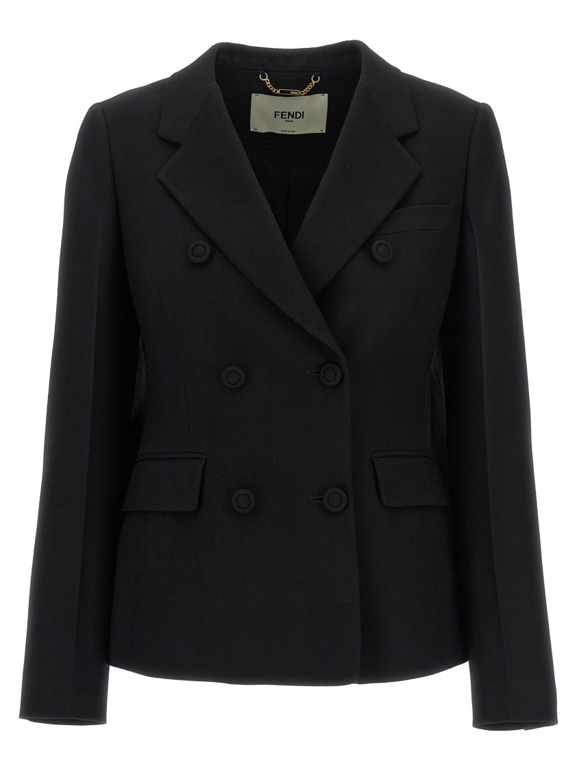 Fendi Black Wool Blend Blazer In Black