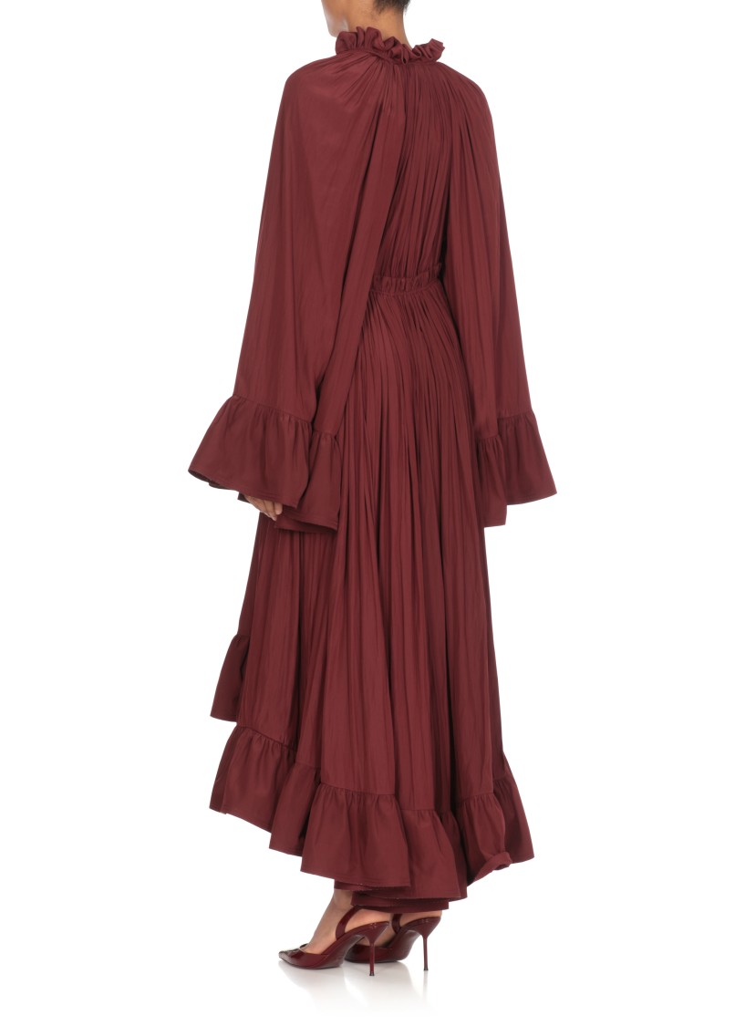 Lanvin Bordeaux Pleated Midi Dress
