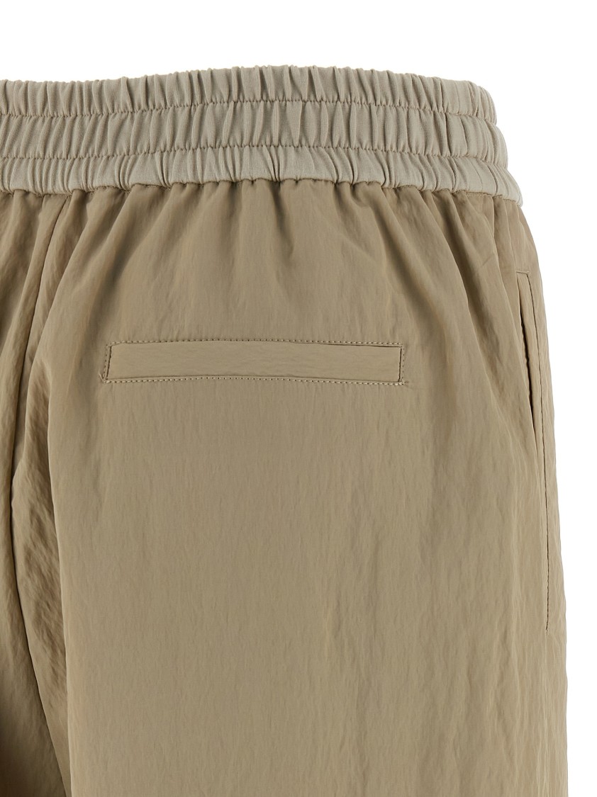 Brunello Cucinelli Wrinkled Viscose Trousers With Adjustable Drawstring In Neutral