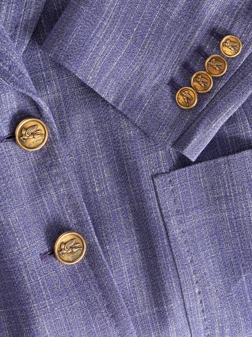 ボトムスその他 Etro Double-Breasted Blue Blazer With Gold Button Accents Etro Double-breasted Blue Blazer With Gold Button Accents In