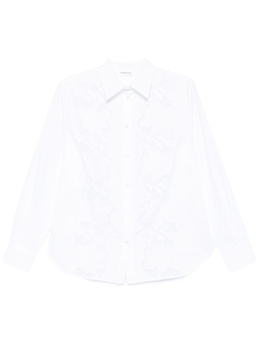 P.a.r.o.s.h Pleated Shirt With Lace And Collar In White