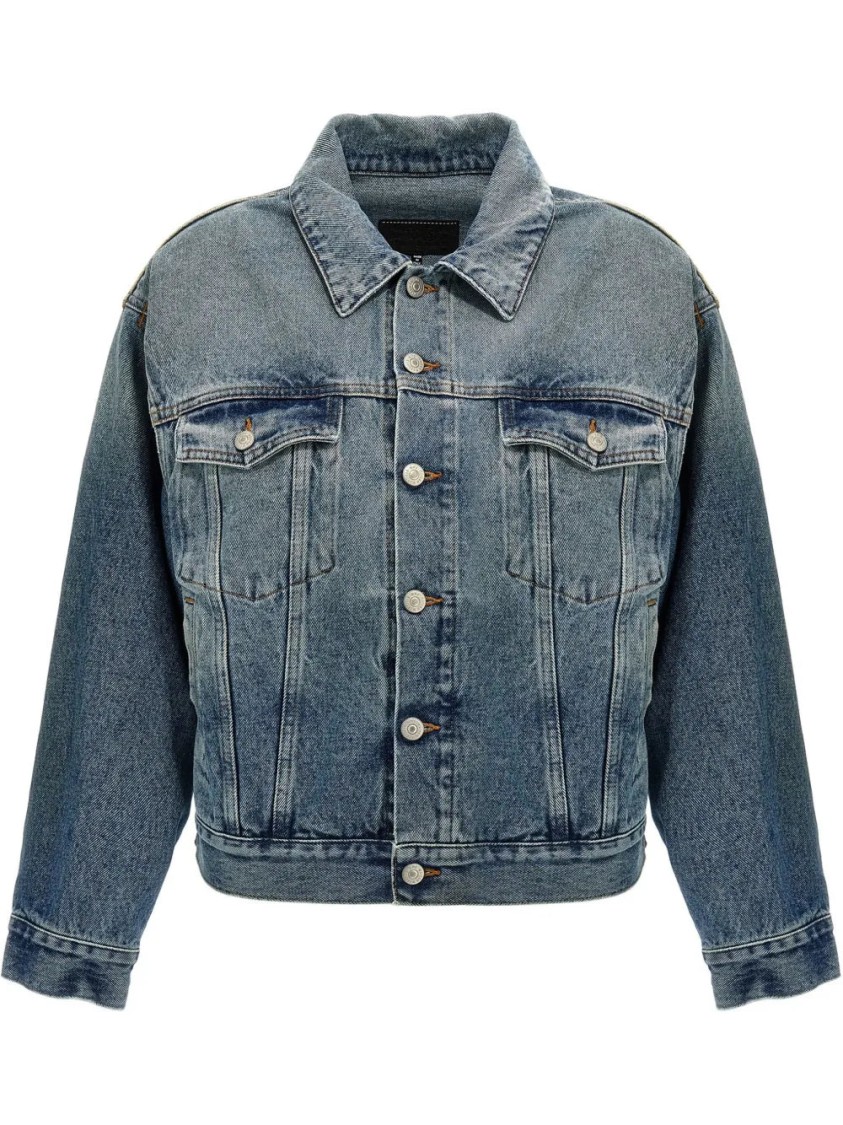 Mm6 Maison Margiela Mm6 By Maison Margiela Cut-out Denim Jacket With Unique Sleeve Details In Blue