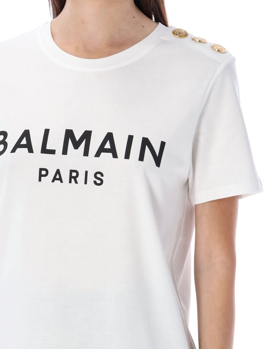 Balmain Flocked Graphic Print T-shirt In Gray