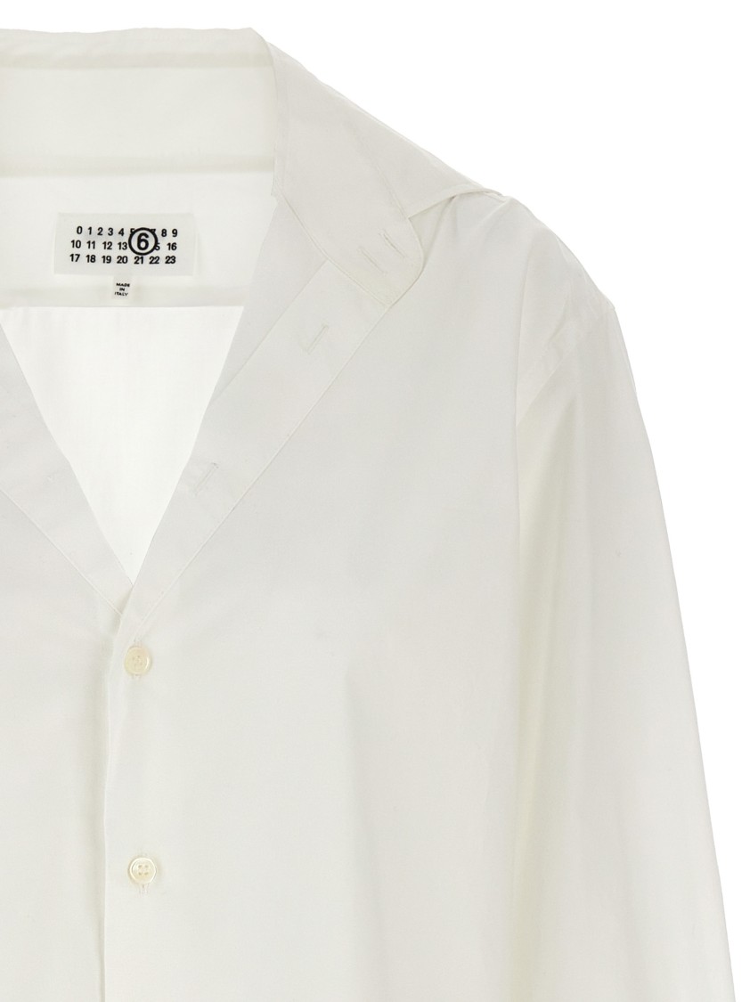 Mm6 Maison Margiela Mm6 By Maison Margiela V-neck Cotton Shirt With Long Cuffed Sleeves In White