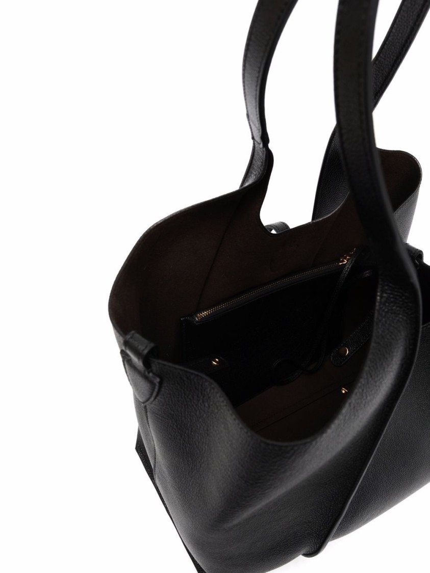 Tod's Structured Leather Tote With Cutout Design And Gold Accents In Black