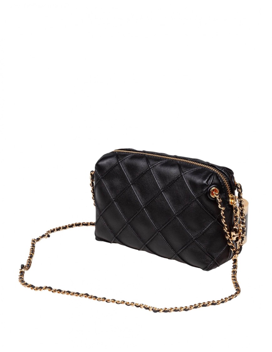 Tory Burch Fleming Small Quilted Leather Crossbody Bag Color Black