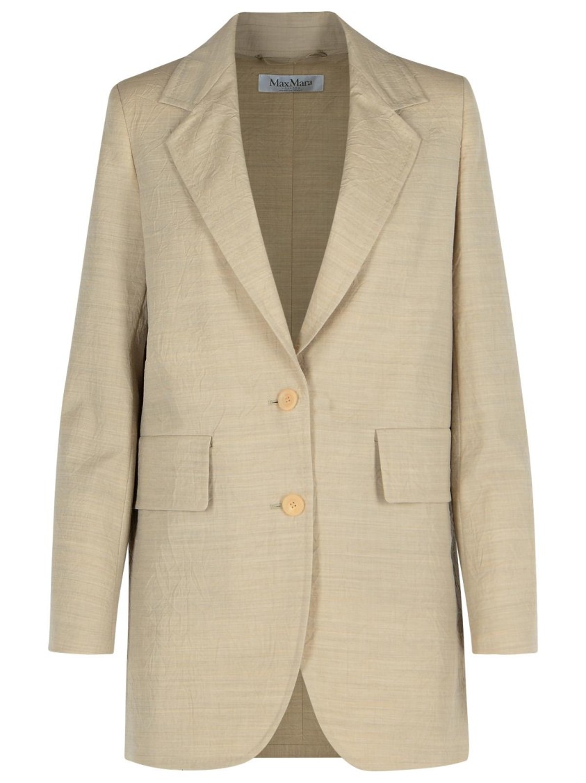 Max Mara Longline Textured Wool Jacket With Rear Vents In Neutrals