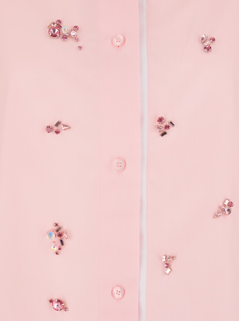 DES PHEMMES DES PHEMMES PINK SHIRT WITH CLASSIC COLLAR AND FRONT EMBELLISHMENTS