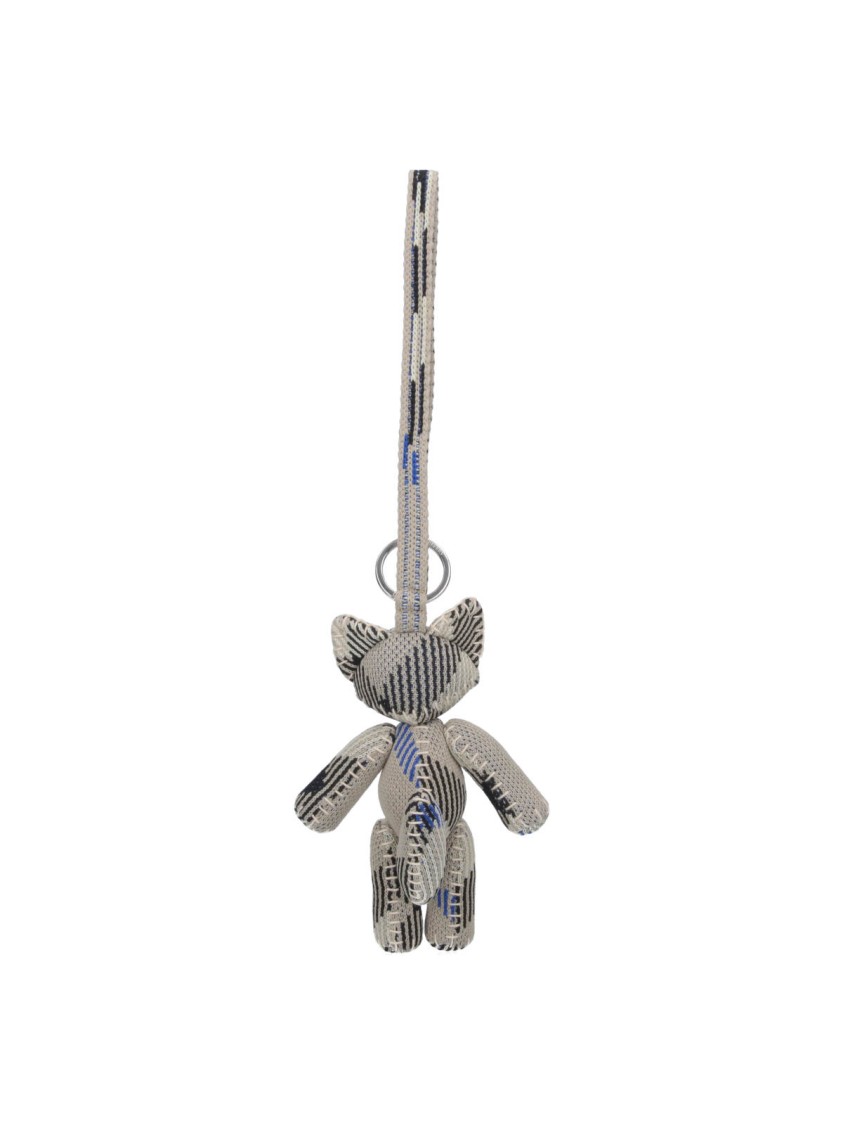Burberry Plush Striped Keyring Key Cases In Grey