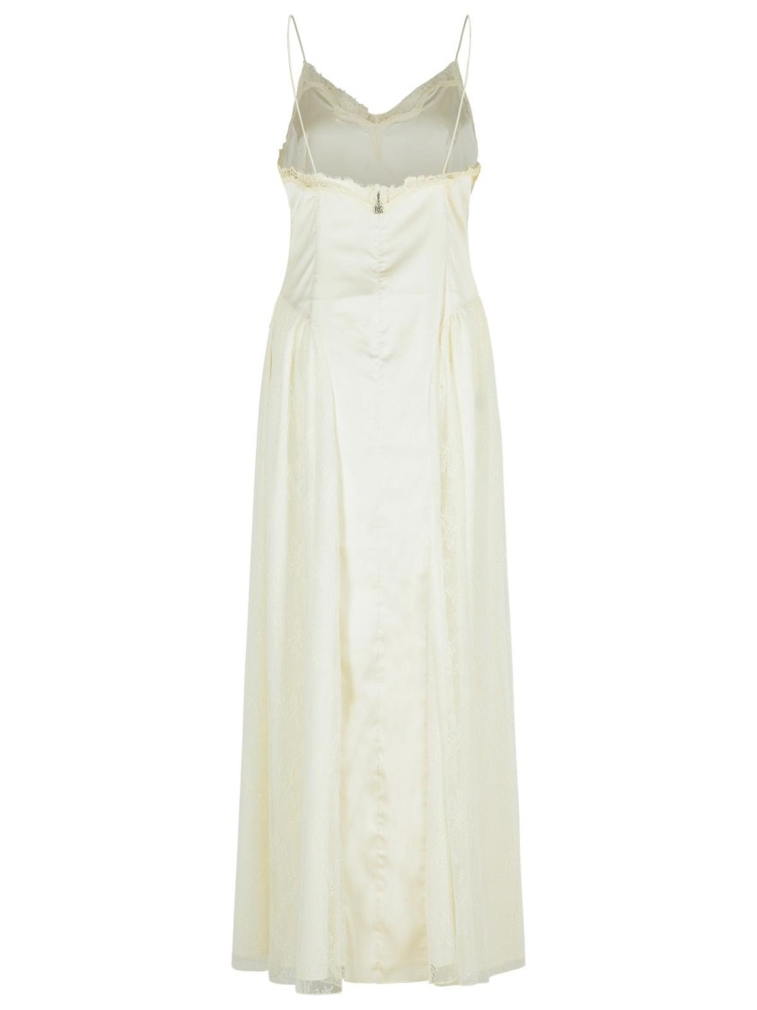Rotate Birger Christensen Rotate White Polyester Evening Dress With Lace Accents In White