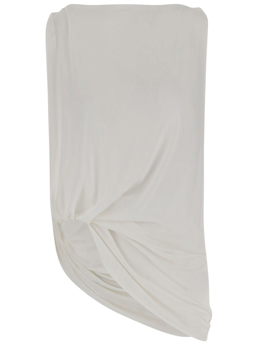 Jacquemus Le Haut Peplo White Top With Square Neck And Cut-out On The Side In Viscose Blend Woman In Grey