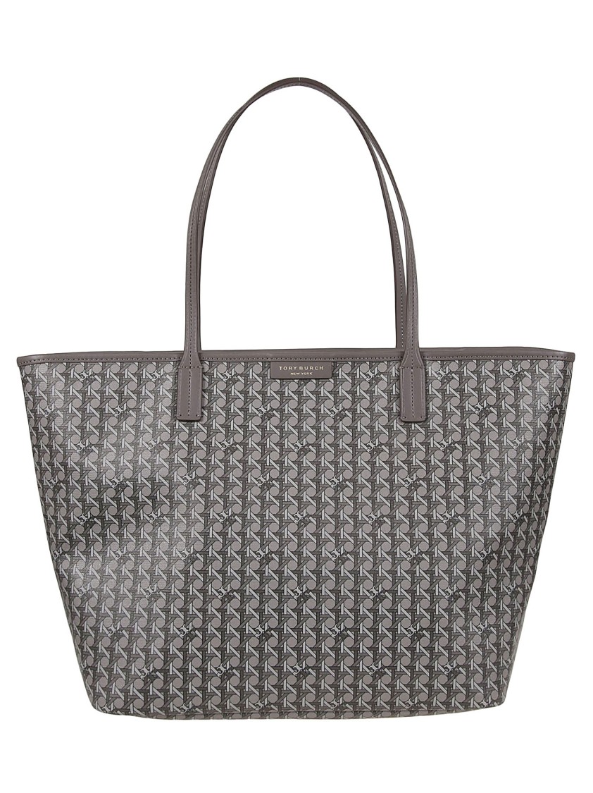 Tory Burch Spacious Geometric Pattern Tote Bag With Structured Silhouette