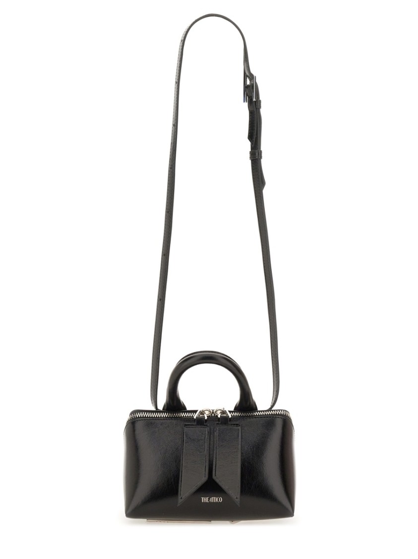 Attico Small Friday Leather Top Handle Bag In Black