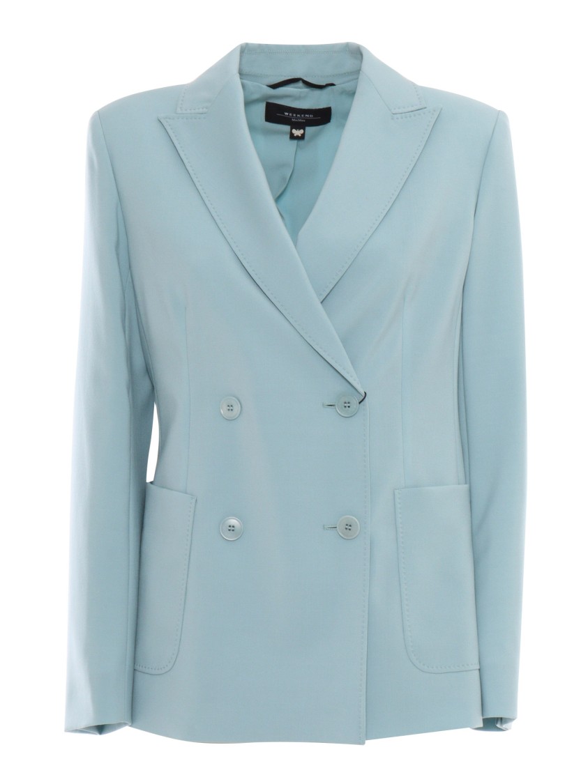 Max Mara Weekend Double-breasted Tailored Jacket With Classic Lapel In Blue