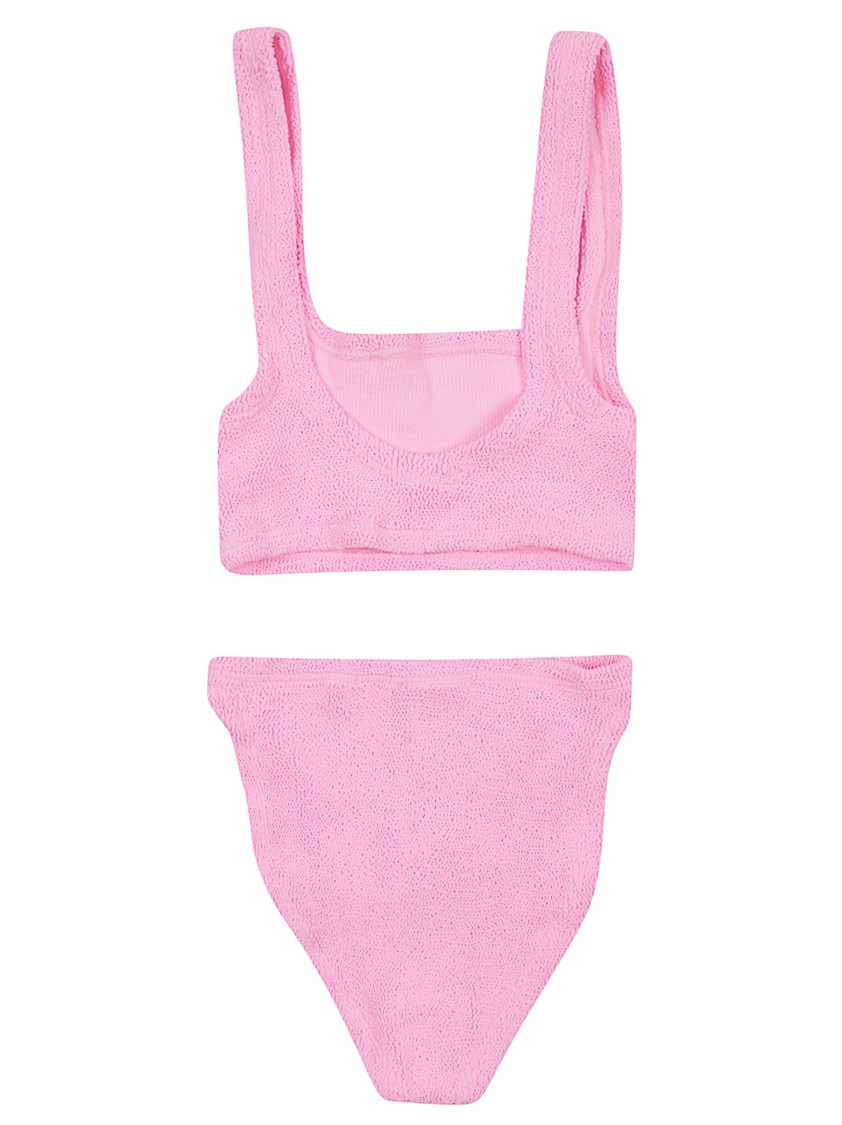 Hunza G Square Neckline High-cut Leg Textured Fabric Bikini In Pink