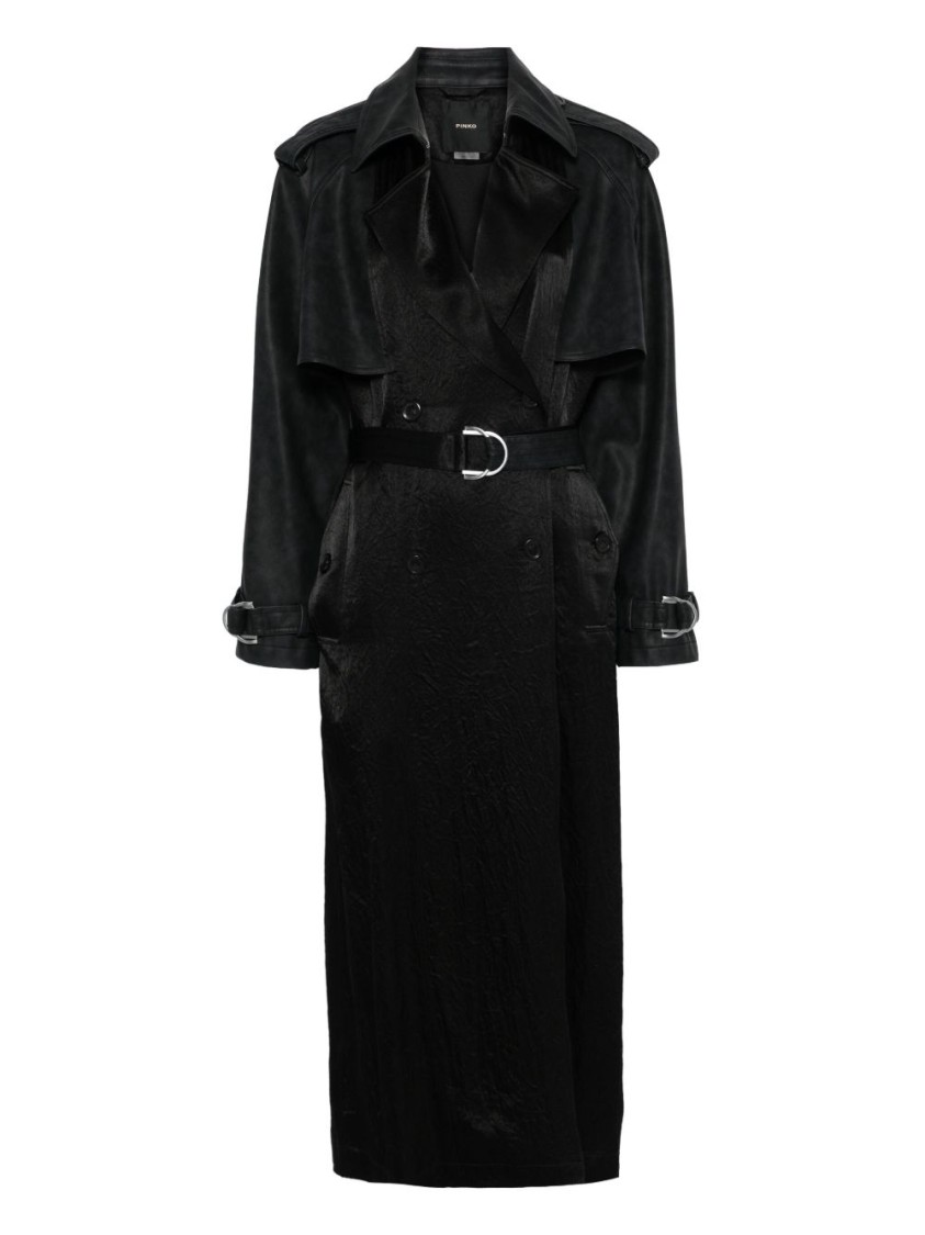 トレンチコート Pinko Classic Black Trench Coat With Belted Waist Pinko Classic Black Trench Coat With Belted Waist | THE LIST