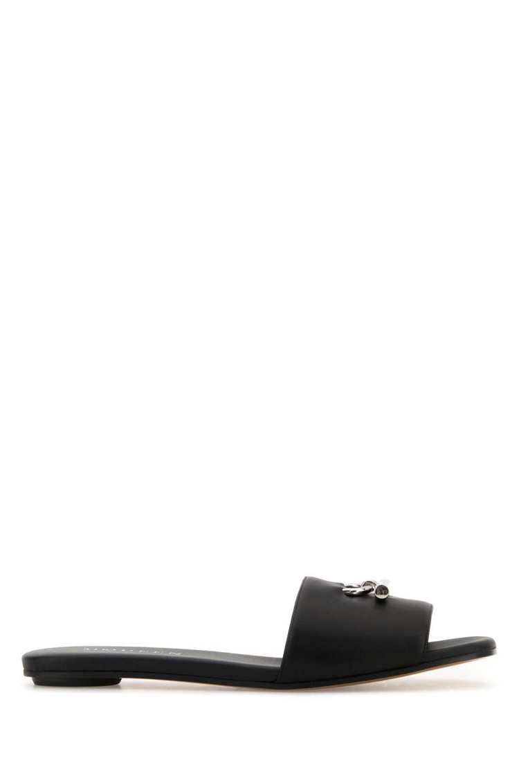 Alexander Mcqueen Black Leather Slippers In Black