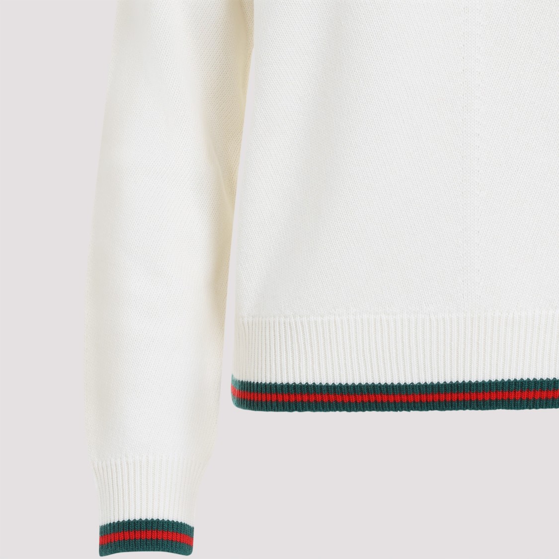 GUCCI GUCCI WEB IVORY WOOL AND CASHMERE PULLOVER